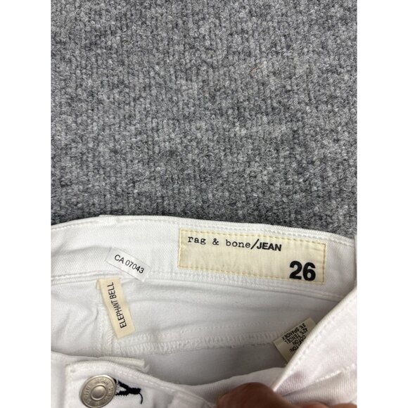 rag & bone JEAN Jeans Womens 26 White Eleven Bell Flare Raw Hem Stretch Denim - Picture 2 of 8